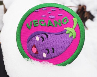 Patches for jackets, Embroidered patch, Sew on patch, Patch for jacket, DIY patch, Patch, Patches, Trend, Food, Vegan, Eggplant, Vegang