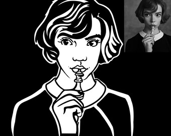 Svartvitt porträtt. Porträtt som gåva. Man, kvinna, kvinnligt porträtt, silhuett i motljus, tecknat porträtt