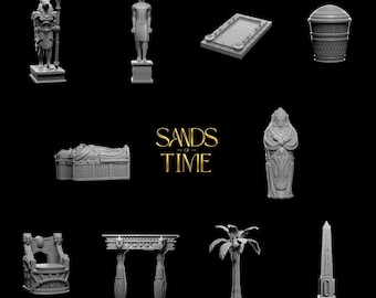 Egyptian 10 piece Prop Minis, Sands of Time Collection! Dungeons and Dragons or for any game! 32mm! High Quality professional miniatures!