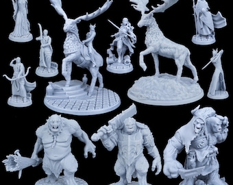 Elves and Troll minis! Dungeons and Dragons or for any game! Lord of the Rings! The Hobbit! 32mm! High Quality professional miniatures!