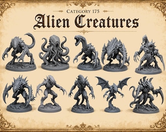 Sci-Fi Alien Creatures! Dungeons and Dragons or for any game! 32mm scale! High Quality professional miniatures! Gaming! No assembly needed!