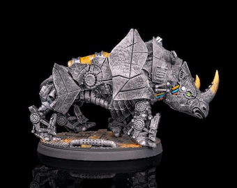 Steampunk Ironworks Rhino! The Steam Rhinodrome Rhinoceros! Dungeons and Dragons or any game! 32mm! High Quality professional miniatures!