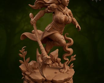 Fantasy Mystic Heroine Elven Windrunner Brute! Dungeons and Dragons or for any game! 32mm and 75mm! High Quality professional miniatures!