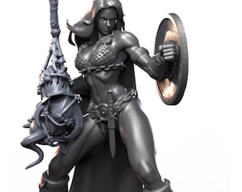 Warrior Huntress mini! Dungeons and Dragons or for any game! 32mm! High Quality professional miniatures!