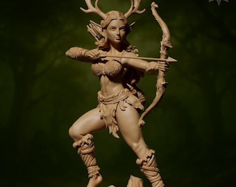 Fantasy Mystic Heroine Thalyria Emberthorn Archer! Dungeons and Dragons or for any game! 32mm and 75mm! High Quality miniatures!