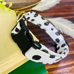 Black and White Polka Dot Pet Collar: Handmade Dog or Cat Collar