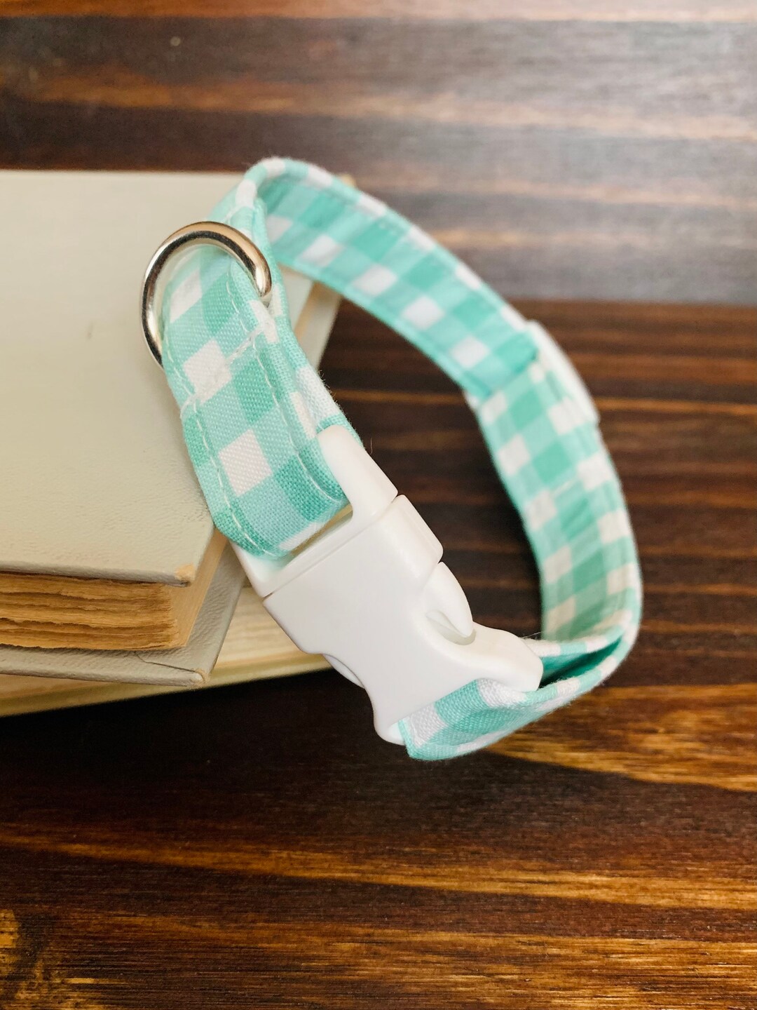 Green Plaid Collar, Spring Collar, Cute Dog Collar, Cute Puppy Collar