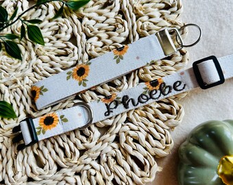 Embroidered Sunflower Dog Collar: Personalized Polka Dot Puppy Collar