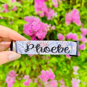 Embroidered Purple Butterfly Dog Collar - Personalized Name Collar