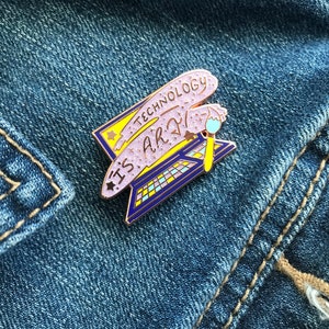 Technology is Art - Hard Enamel Pin - Computer Science Gift - Glitter Enamel Pin - technology gifts - programmer - coding gift - web dev