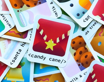 Christmas App Stickers - Computer Science Holiday laptop stickers - cute developer sticker packs - programmer stickers - app icons