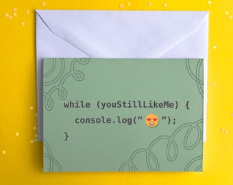 Infinite Love - Valentines Day Card- Computer Science-Handmade Greeting Cards- JavaScript Coding Gifts- Web Developer gifts- Programmer Card