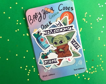 Baby Yoda Coding Part 2 - programmer sticker pack - science laptop stickers - developer gifts - funny computer stickers - coding languages
