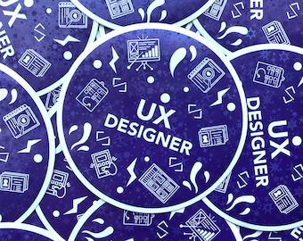 UX Designer Sticker, Star Holographic Laptop Decal, Waterproof Vinyl (3in)