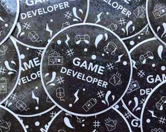 Game Developer - Computer Science - Star Holographic Sticker - developer gifts - aesthetic laptop stickers - gamer gifts - gaming stickers