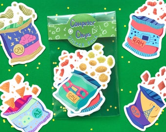 Computer Chips Sticker Pack – Funny Tech Stickers (Matte or Clear)
