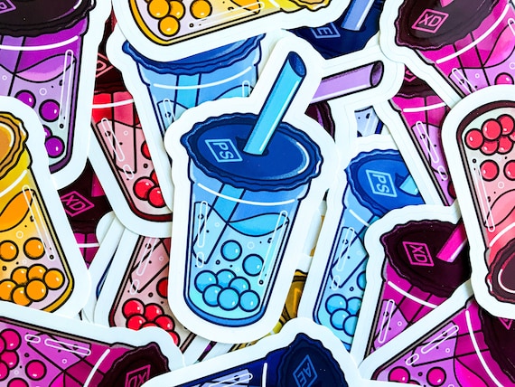 Bubble Tea Glossy Stickers – Graphic Design Software, Kawaii Boba Decals