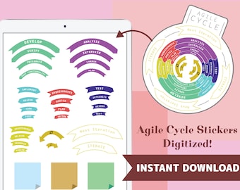 Agile Cycle Digital Stickers – Software Dev Planner (PNG, GoodNotes)