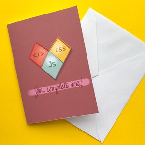 Tarjetas de San Valentín con codificación - Tarjetas hechas a mano - Día de San Valentín - Regalos para nerds - Ciencias de la computación - Desarrolladores web - Tarjetas de felicitación en blanco