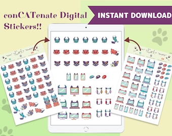 UX Design Cat digitale plannerstickers – Goodnotes, png (digitale download)