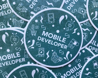 Desarrollador móvil - Informática Pegatina holográfica - Estrella pegatina de programador holográfico - Calcomanía de pegatina de portátil - regalos para desarrolladores