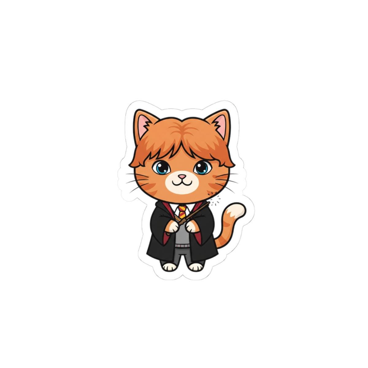 Cute Ron Weasley Cat Sticker, Kiss Cut Harry Potter Inspired Kitty, Kawaii Wizard Cat Gift