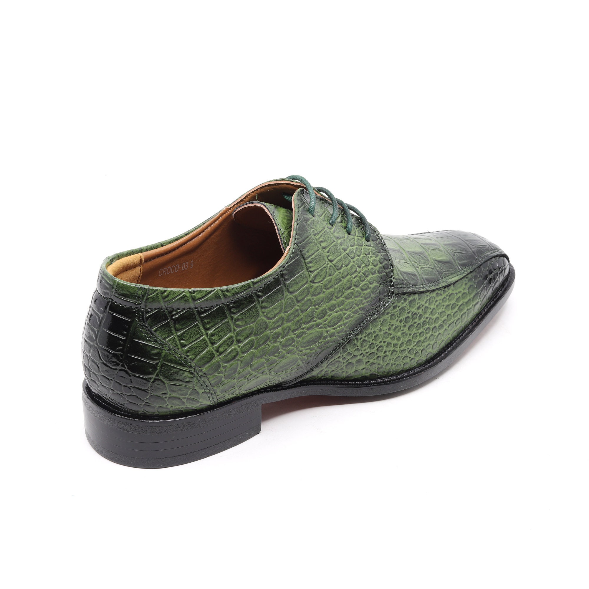 GG Men's Dress Shoe Green Crocodile Embossed Calfskin 533109