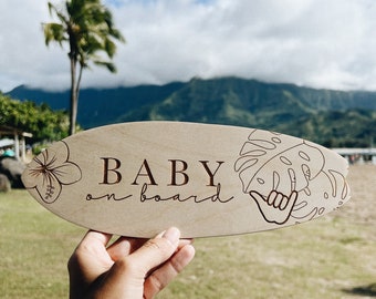 Baby On Board Announcement, Pregnancy Reveal, Surfboard Custom Sign, Surf Nursery Decor, Shaka Hand Signal, Kids Nautical Room Decor