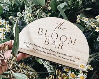 Wooden Buffet Food Name Sign, bloom bar sign, Shower Food Labels, Classic Modern Arched Buffet Sign, Wedding Buffet Signage, Wood Food Label