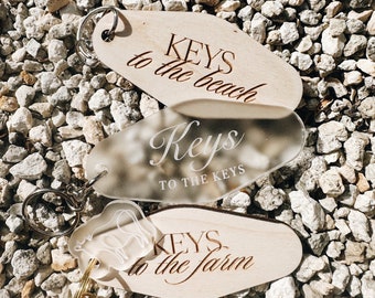 Keys to your beach home Keychain, Vacation Home acrylic Keychain, Hotel Retro wooden Keychain, Custom farm Keychain, Housewarming Gift