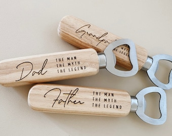 Personalized Bottle Opener, Wooden Beer Opener, Gifts For Dad, The Man Myth Legend, Gift From Son, Dad Birthday Gift, Gift For Him