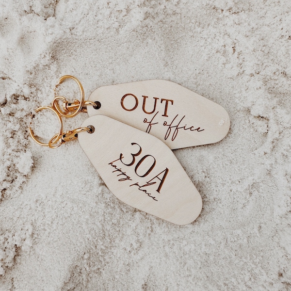 Motel Vacation Keychain, 30A bachelorette Favors, out of office Keyring, Bachelorette Party Gifts, Bridal Gift Basket