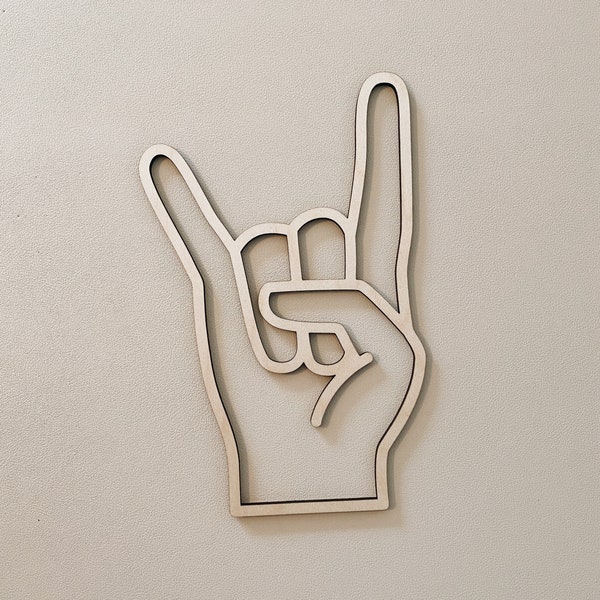 Rock and Roll Theme Room , Rock On Hand Sign, Rocker Kids Room Decor, Cool Room Decor, Band Room,  Wall Decor Hanging