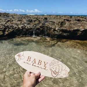 Baby On Board Announcement, Pregnancy Reveal, Surfboard Custom Sign, Surf Nursery Decor, Shaka Hand Signal, Kids Nautical Room Decor image 5