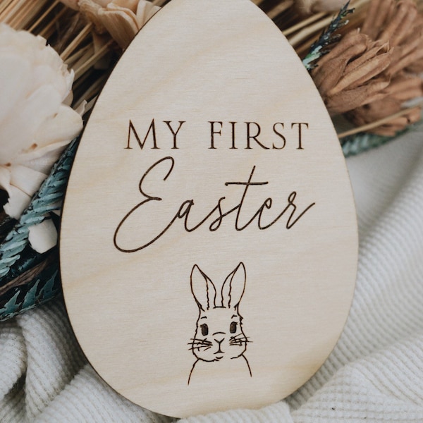 My First Easter Sign, First Easter Sunday Plaque, Baby Holiday Gift Basket, Egg Shaped Milestone Marker, Baby Keepsake, Easter 2024