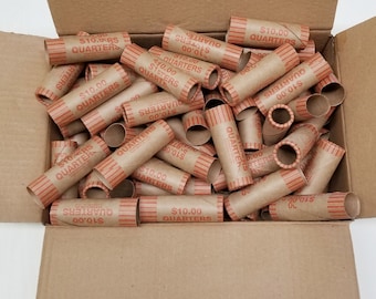 160 Rolls Preformed Coin Wrappers Paper Tubes For QUARTERS (Holds Dollar 10 Each) NEW