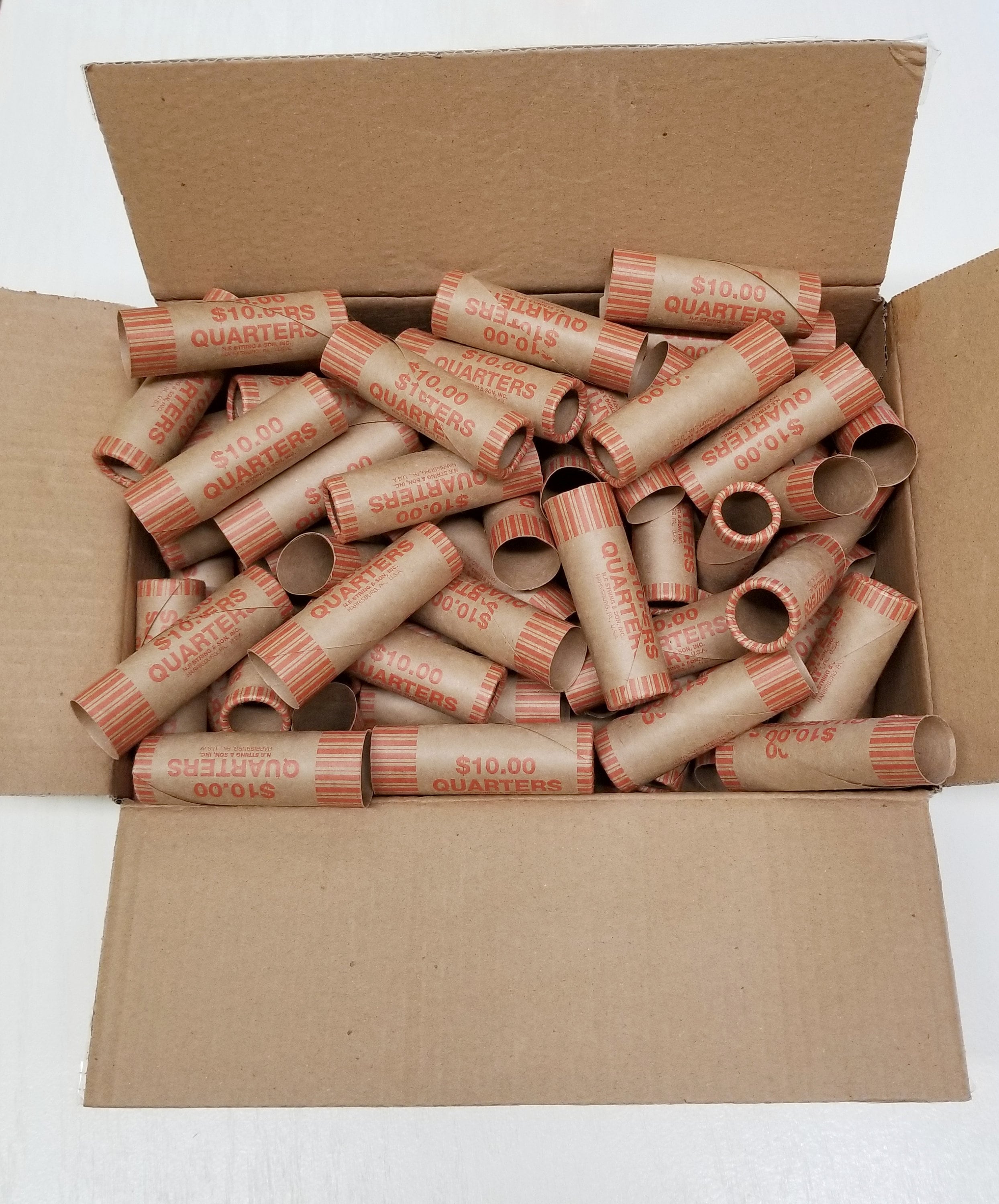 160 Rolls Preformed Coin Wrappers Paper Tubes for QUARTERS holds Dollar