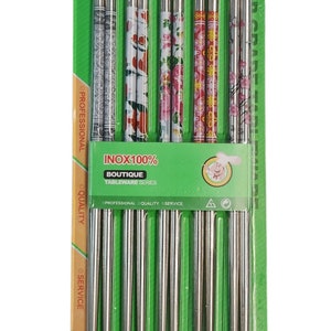 10 Stainless Steel Chopsticks Beautiful Gift Set Assorted Colors/Designs (5 pairs)