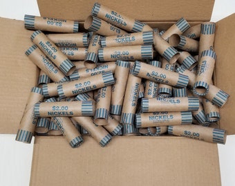 160 Rolls Preformed Coin Wrappers Paper Tubes For NICKELS 5 cents (Holds Dollar 2 Ea)