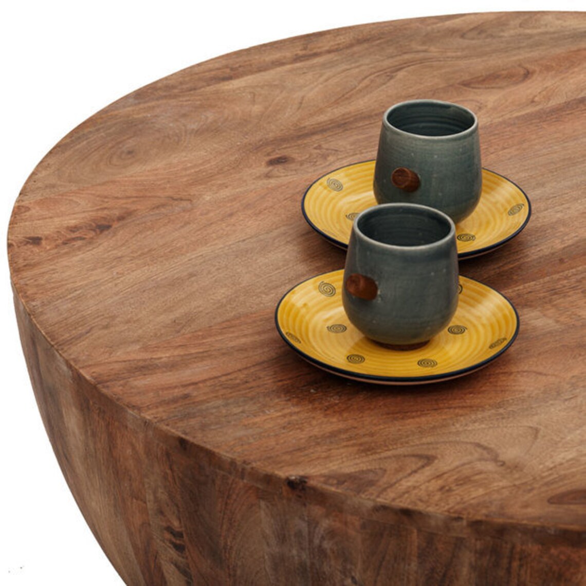 Drum Coffee Table / Wood Coffee Table Wooden Cocktail Table Etsy
