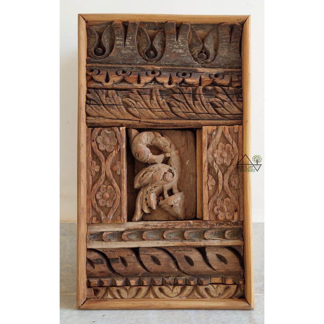 Indian Wooden Wall Hanging Panel/ Wall Decor / Wooden Old Carved Pannel