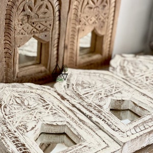 Old Indian Temple Mirror , Reclaimed Mirror, Antique ,Home Decor ,Unique, hand carved Indian temple mirrors in a whitewash or raw finish