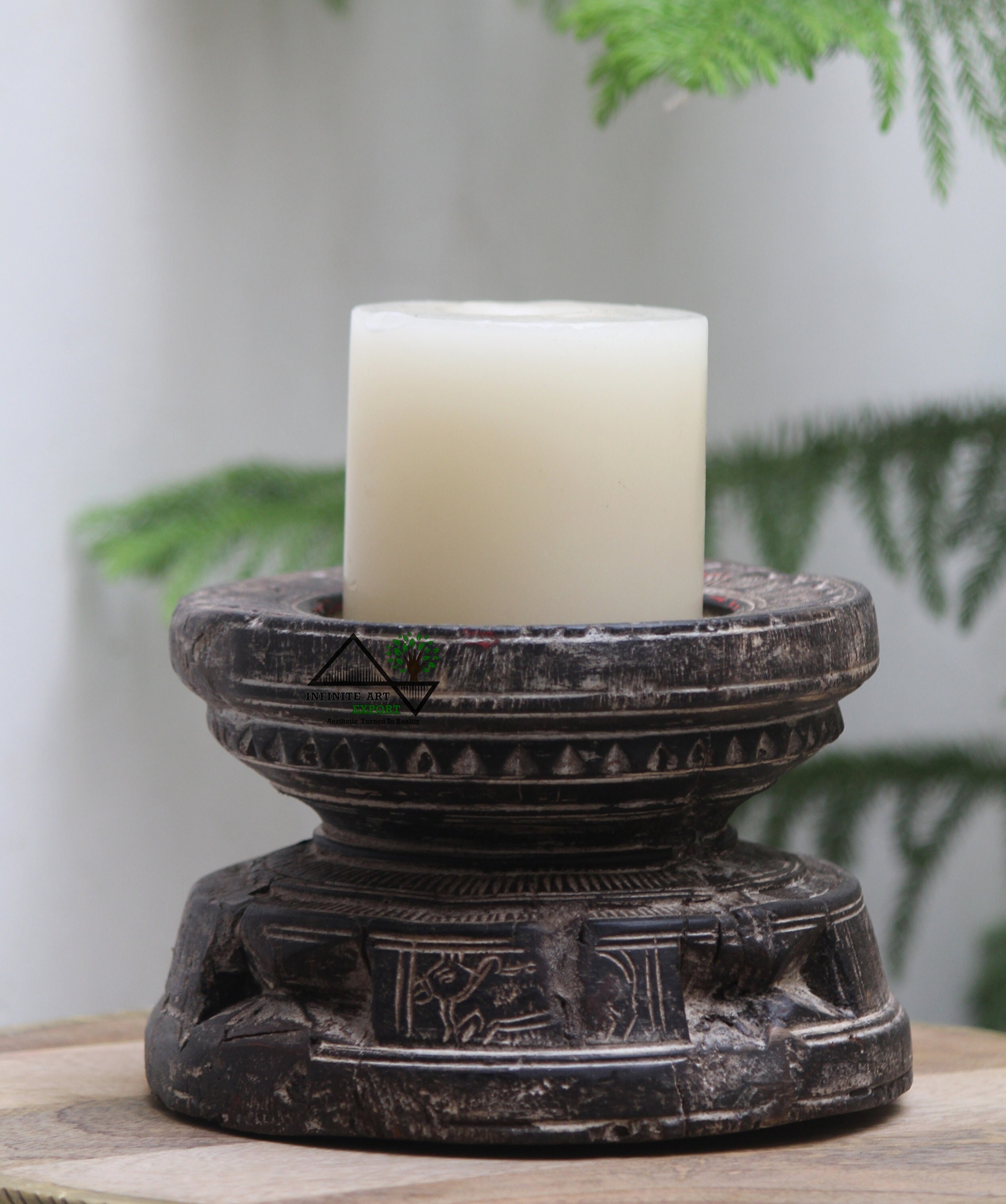 Old Antique Wooden Carved Seeder Candle Holder / Bijni Candle Holder /  Candle Stand / Home Decor / Old Candle Holder / Seeder whitewash