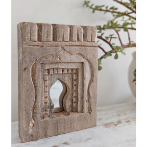 Old Indian Bleach Temple Mirror , Reclaimed Mirror, Antique Furniture, Home Decor / indiantemplemirror / wall hanging mirror frame.