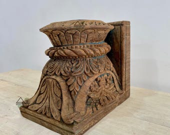 Wooden Indian Antique Carved Candle Holder / Wooden Candle Holder/ Candle Holder / Old Teak Wood Candle Holder / Multipurpose Candle Holder