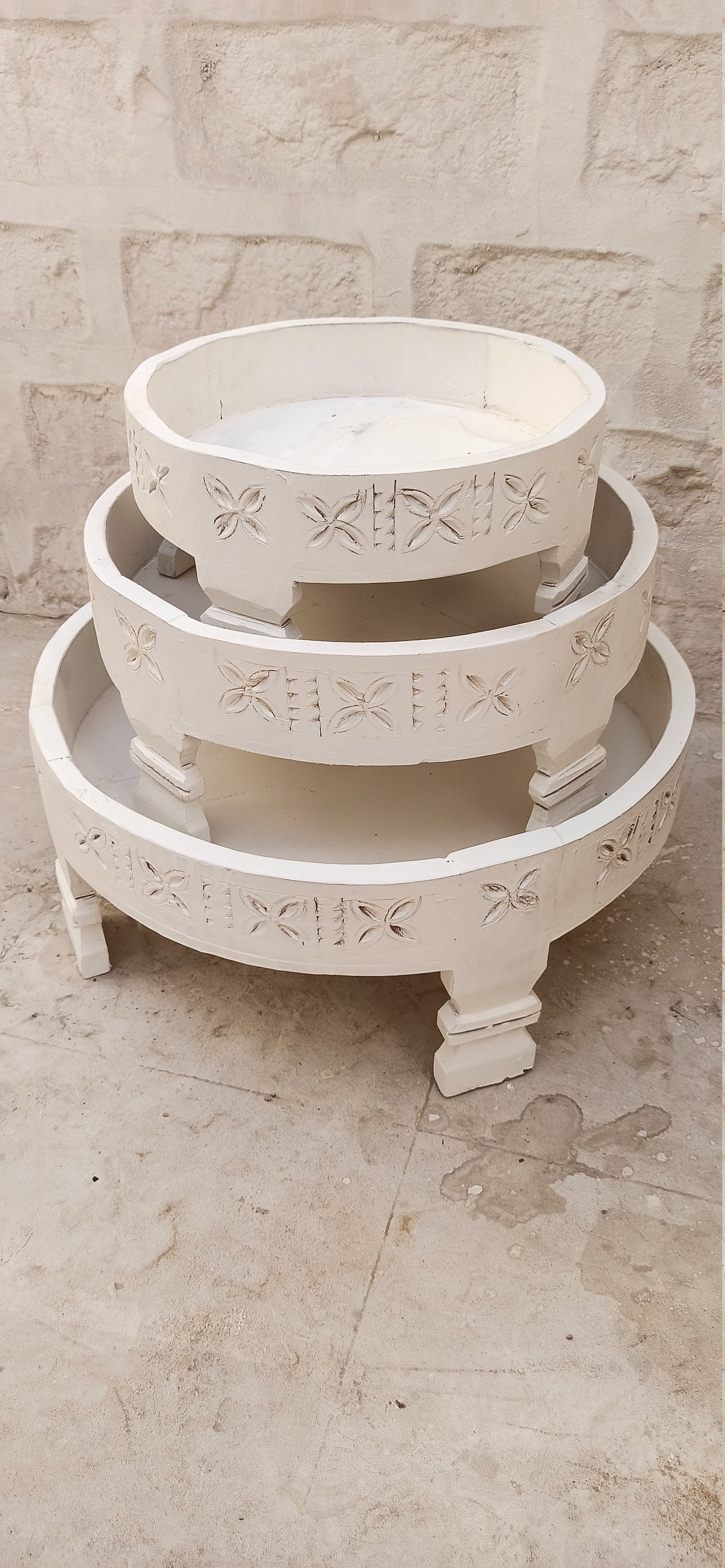 Indian Grinder Chakki Table Set of Three (indian Coffee Table) - Etsy