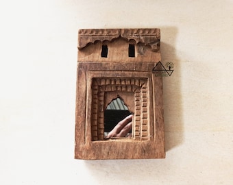 Old Indian Temple Mirror , Reclaimed Mirror, Antique Furniture, Home Decor / #templemirror #indiantemplemirror / wall hanging mirror frame