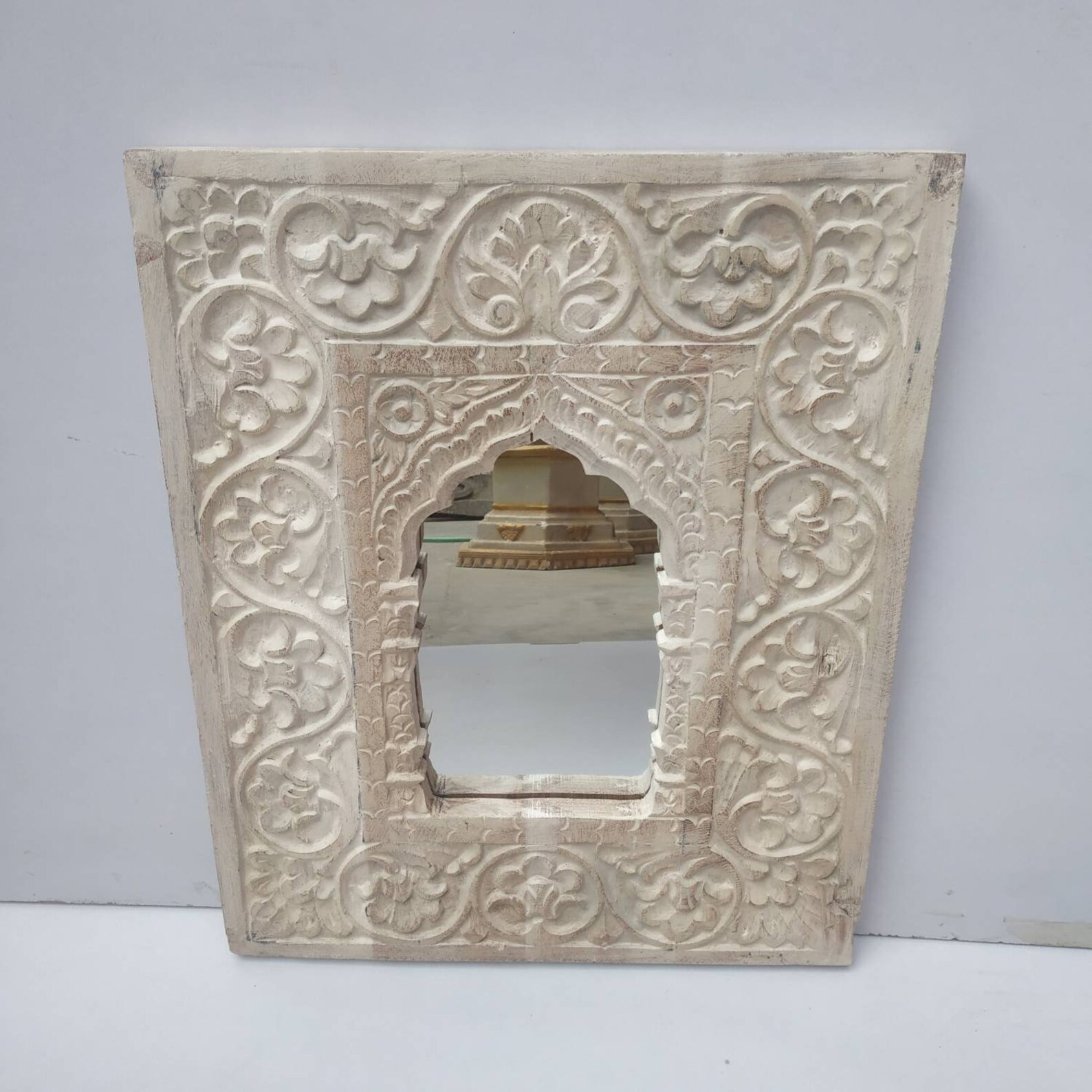 Indian Carved Wooden Temple Wall Mirror Frame indian Mirror Etsy