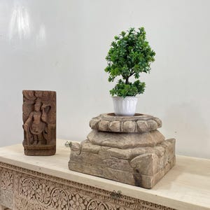 Indischer Holzsäulen-Kerzenhalter / Bleichbasis-Kerzenhalter / Holztopfhalter / Carving Wood Planter / Mehrzweck-Basishalter