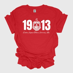 1913 Delta Sigma Theta-vapensköld unisex mjuk t-shirt, Delta Sigma Theta-kvinnaförening, 1913